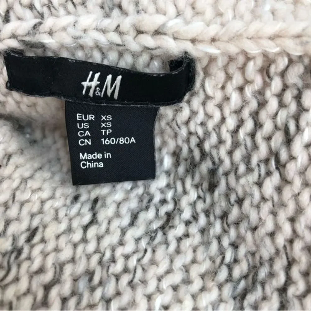 H&M ivory gray marbled‎ chunky open cardigan woman’s size Xs
